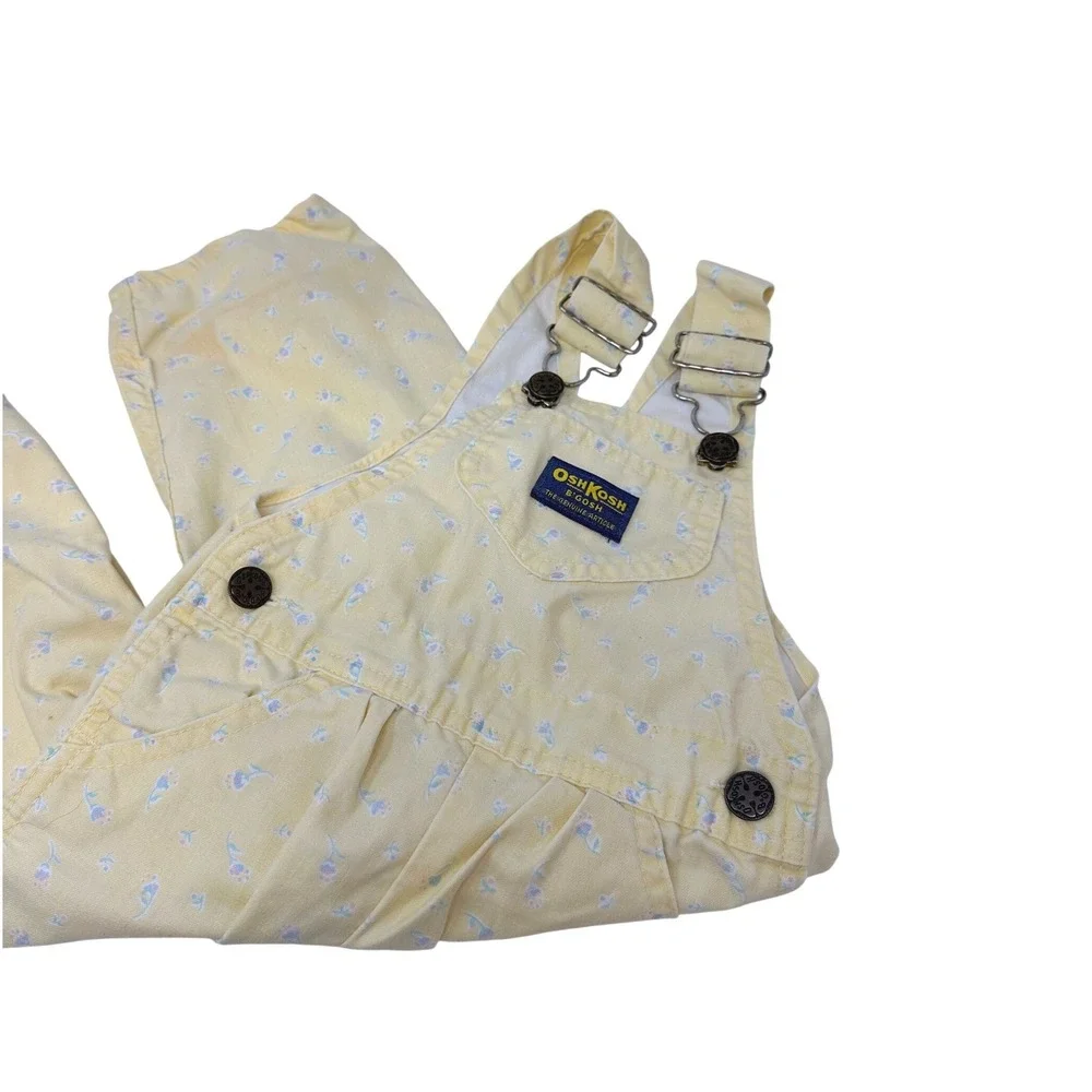 Vintage Childrens OshKosh B'Gosh Yellow‎ Floral Overalls 2T